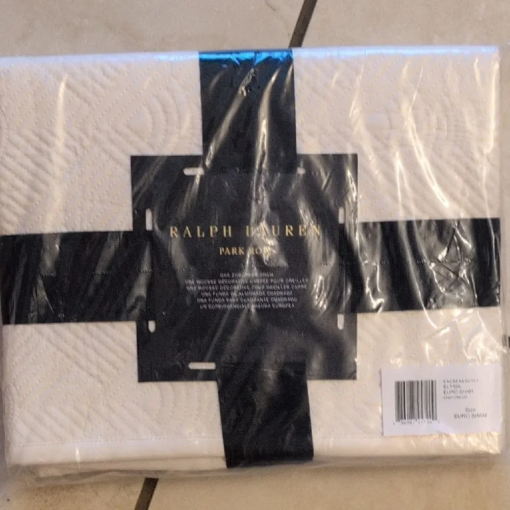 NWT Ralph Lauren Euro Sham Elysia Chic Cream Art Deco Pattern Cotton